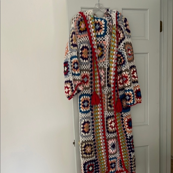 Colorful Crochet Long Cardigan